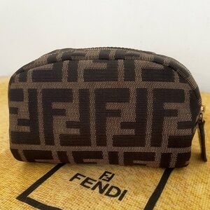 FENDI FF Zucca Monogram Cosmetic/Vanity Pouch Italy EUC Circa1980’s-1990’s